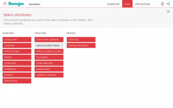 plot features list view